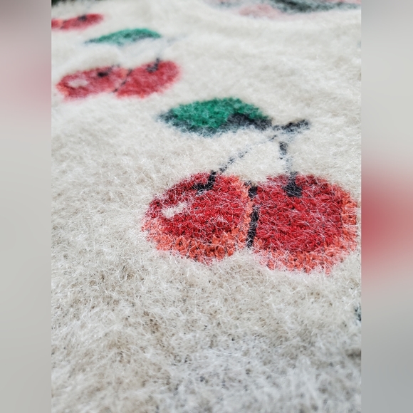 Free with Purchase✨ Shrinking Violet Fuzzy Cherry Sweater - Picture 2 of 3